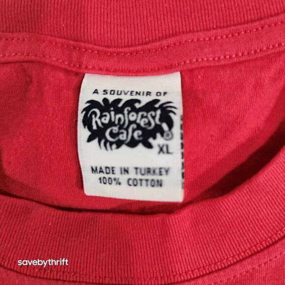 Vintage Rainforest Cafe Downtown Disney T Shirt Size XL Embroidered Peace Floral - Picture 4 of 11